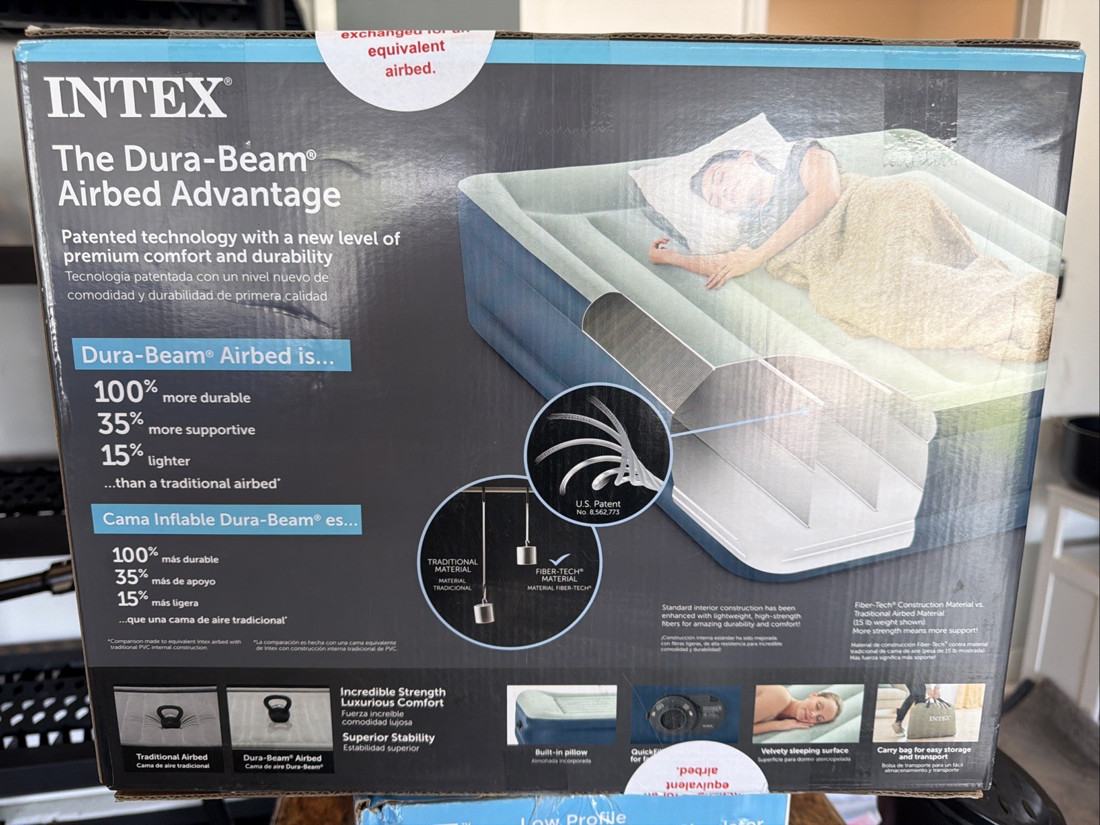 Intex Elevated 18" Pillow Rest Queen Air Mattress with Internal Pump - gallery