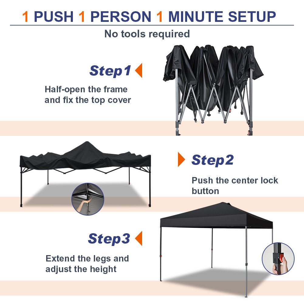 Eurmax One Push Setup 10x10ft Pop Up Canopy with Vented Top,Bonus 4 Sand Bags gallery