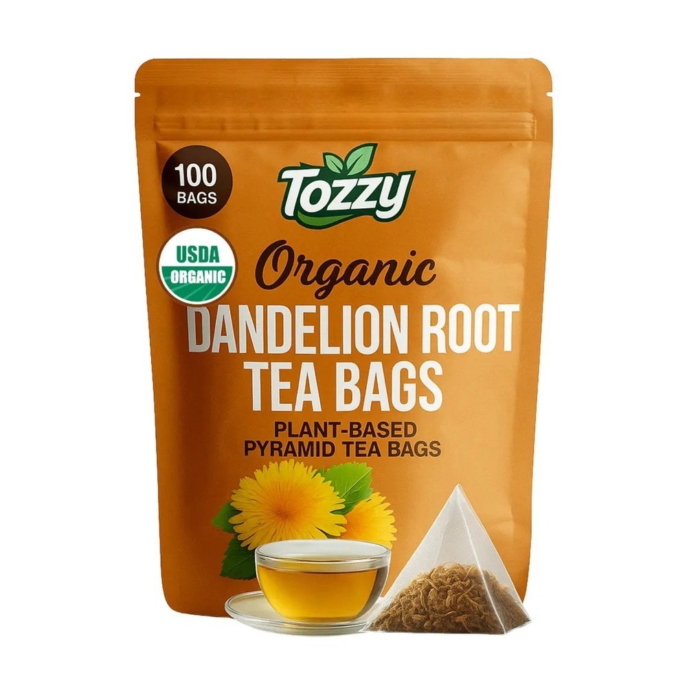 100 Count Organic Dandelion Root Tea - USDA Organic - Plant-Based Pyramid Bags