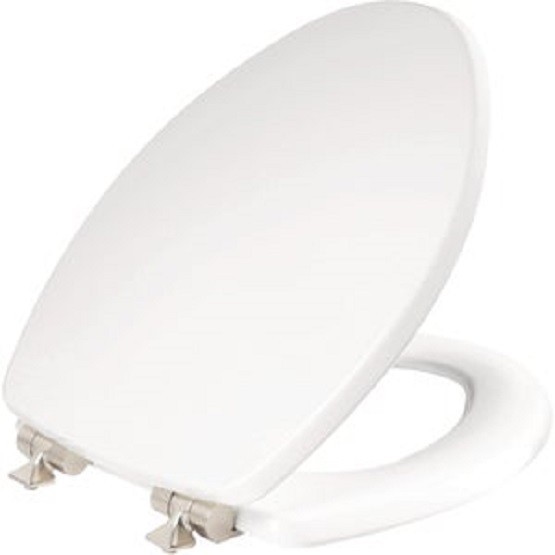 (2)-Bemis Mayfair Benton Elongated White Enameled Wood Toilet Seat 126NISLA000 gallery