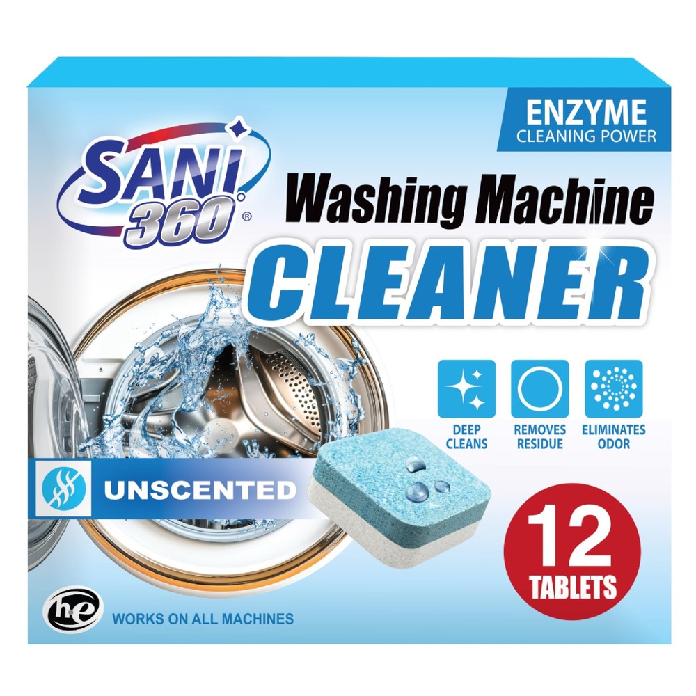 Washing Machine Cleaner Tablets, 12 Pack, Enzyme Formula, 1-Year Supply, Unsc...