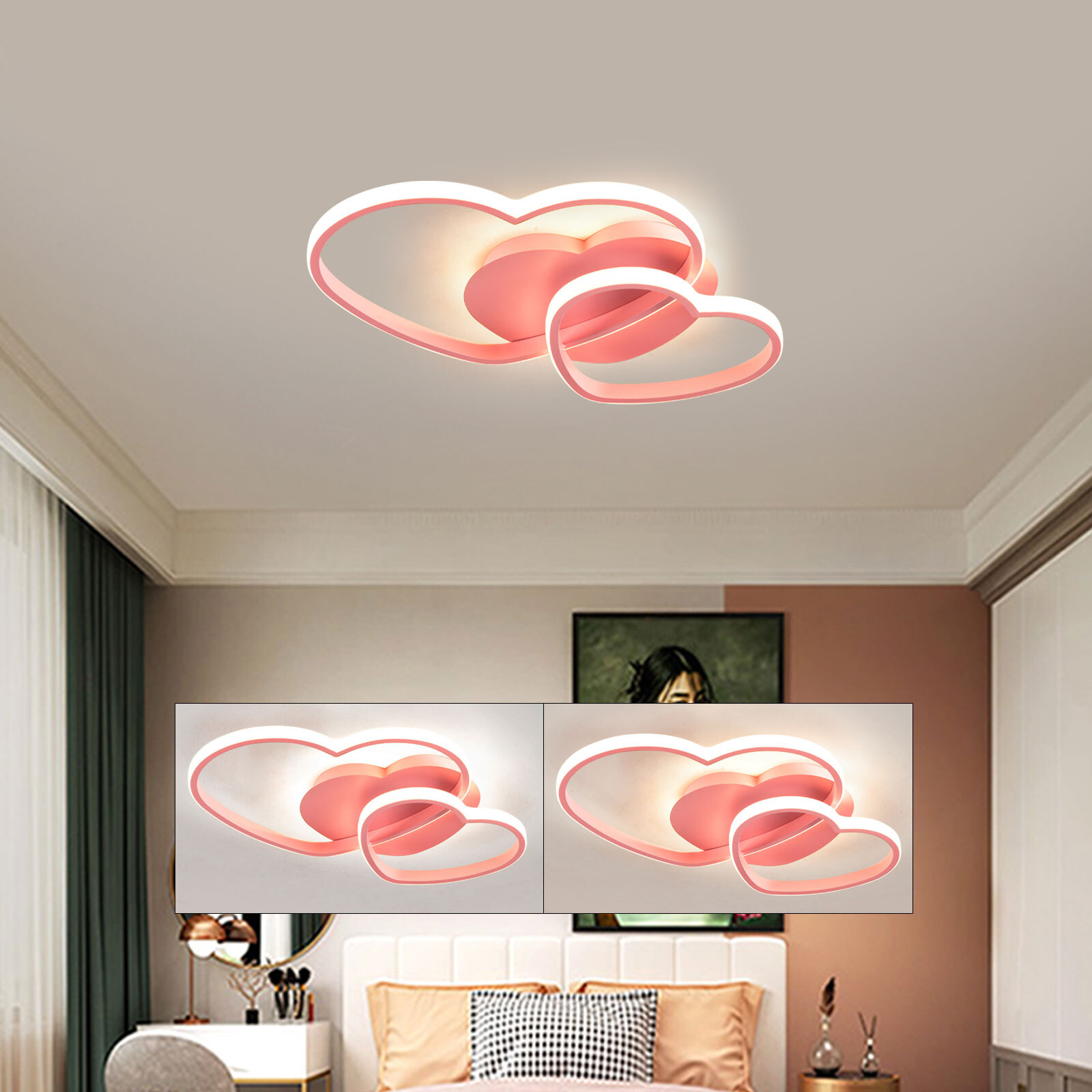 Modern LED Heart-Shaped Ceiling Light Acrylic & Metal Chandelier Lamp w/ Remote gallery