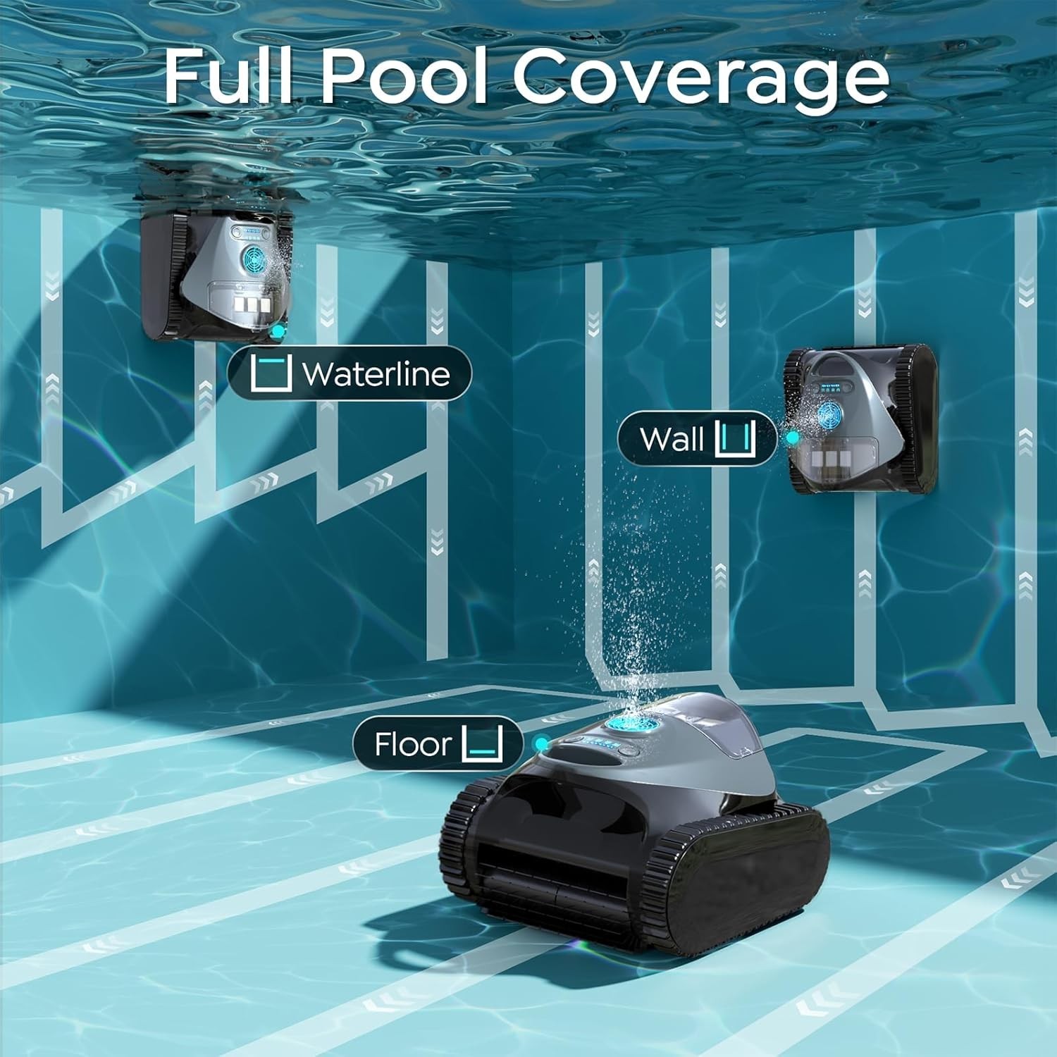 BRINBO C1 Cordless Robotic Pool Cleaner Wall Waterline 150Min gallery