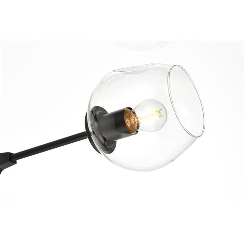 Elegant Lighting Cavoli 74" 9-Light Metal & Glass Chandelier in Black/Clear gallery