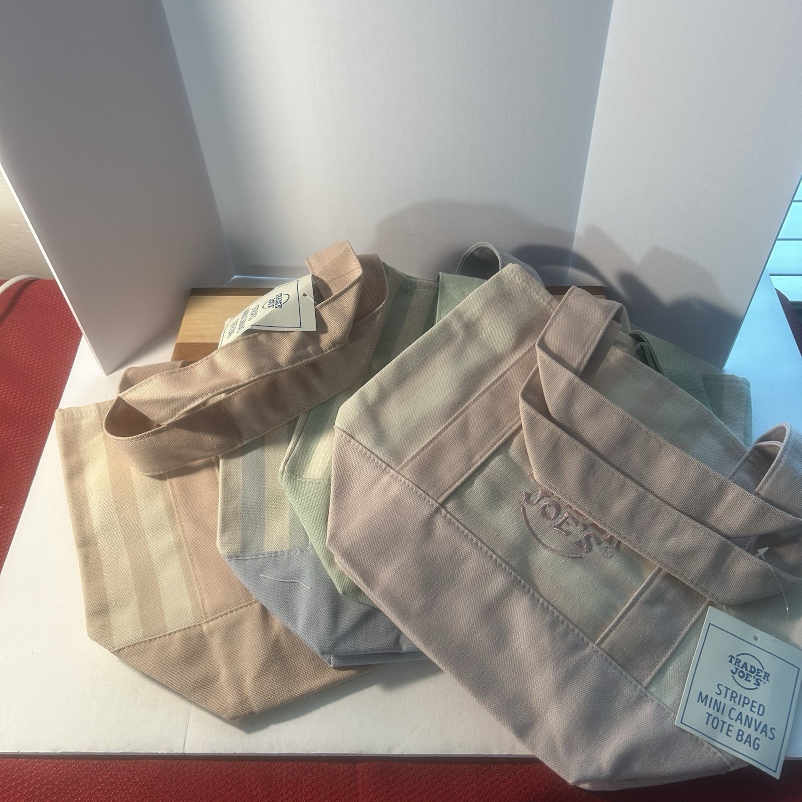 Trader Joe's Striped Canvas Mini Tote Bag Set 4 Colors Summer 2026 Limited gallery