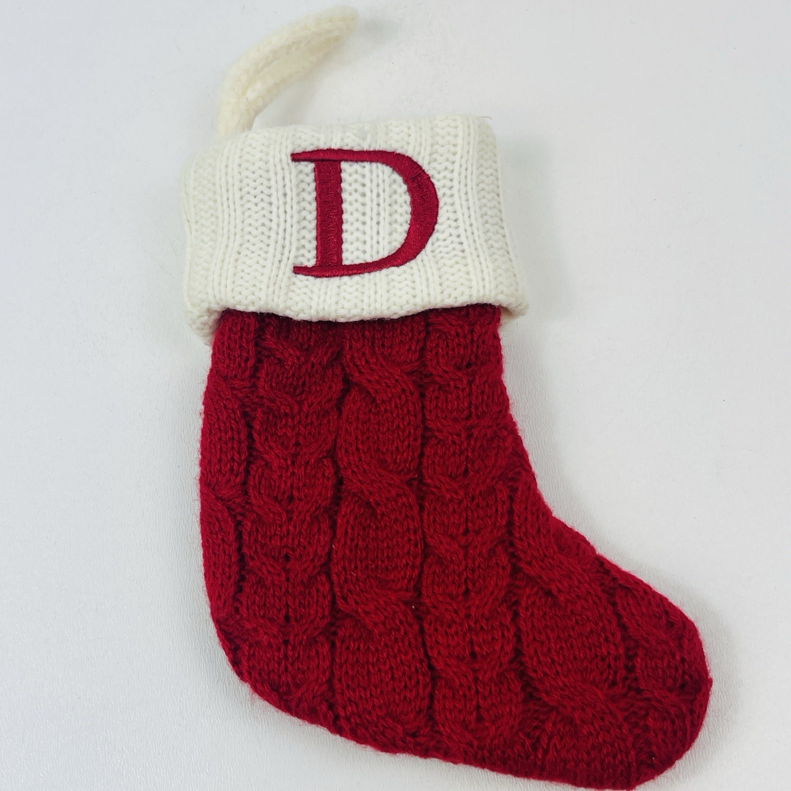 St. Nicholas Square Cable Knit Monogram "D" Mini Initial 8" Christmas Stocking gallery