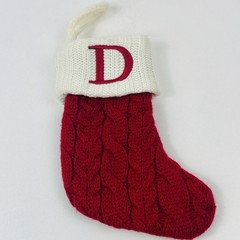 St. Nicholas Square Cable Knit Monogram “D” Mini Initial 8″ Christmas Stocking