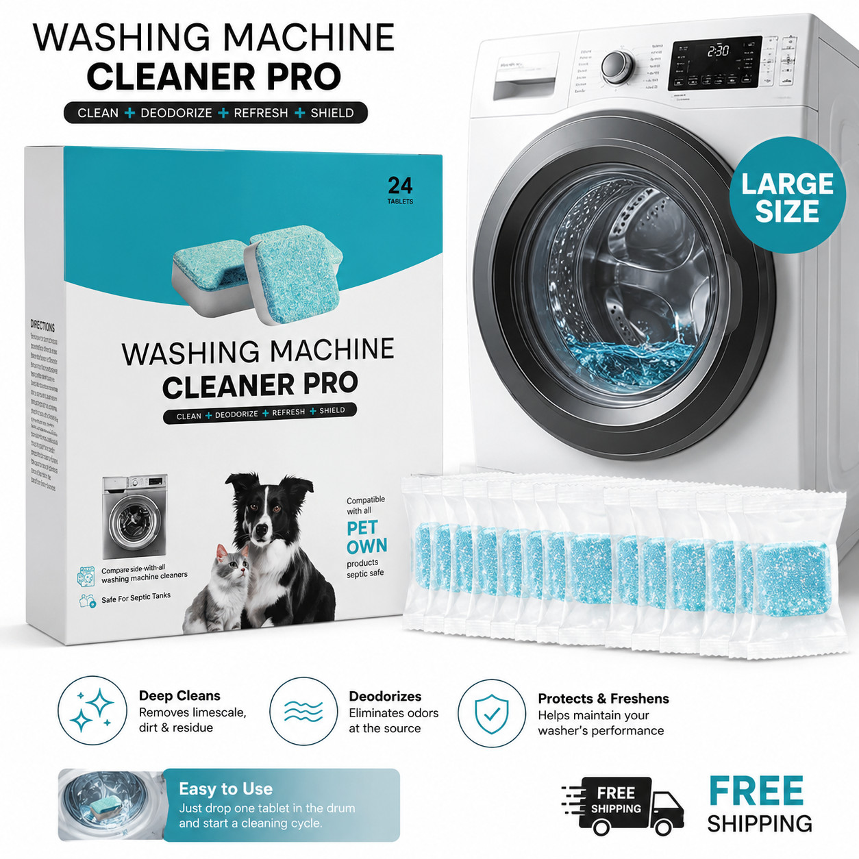 Uproot Clean Washing Machine Cleaner Tablets - 24 Pack for a 12 Month Supply. Fo gallery