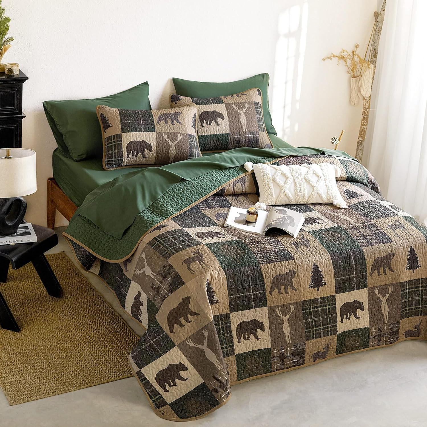 Rustic/Patchwork/Country,Reversible Lightweight Bedspread Set - GG Home gallery