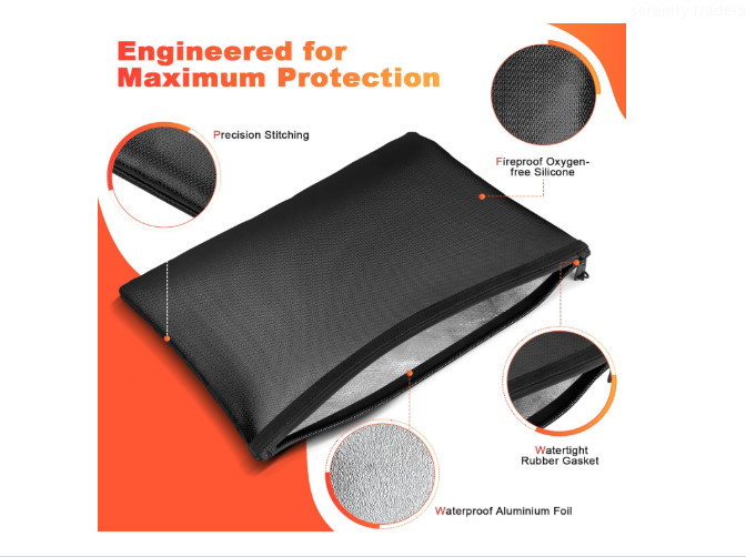 Fire Proof money Bag 2000℉ Fireproof Document Pouch Waterproof Safe Cash US gallery