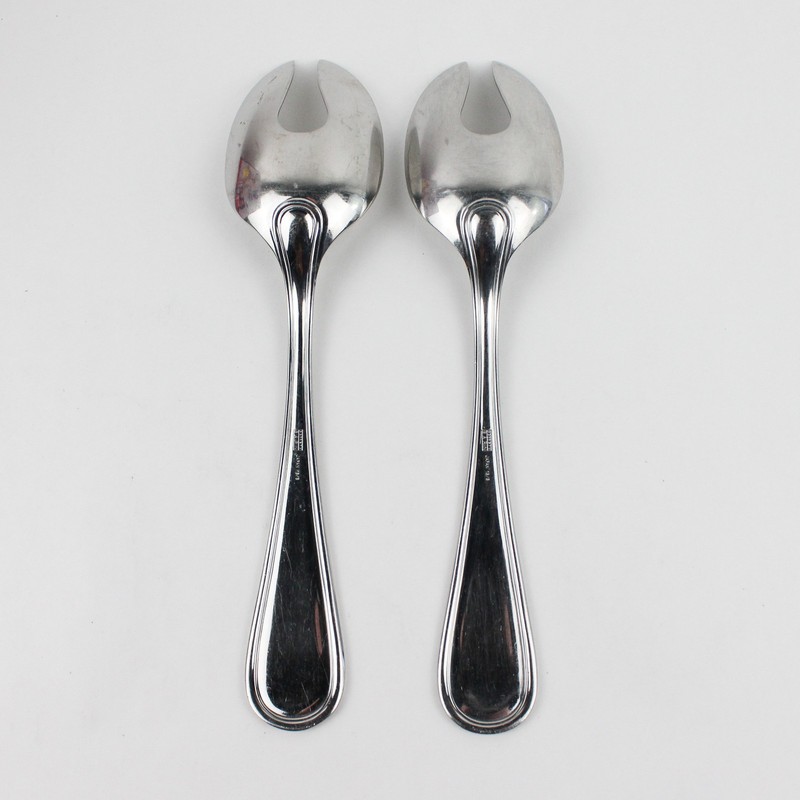 2 Pottery Barn Flatware PBN40 Pattern 18/8 SS Salad Serving Forks 11" Rare HTF gallery