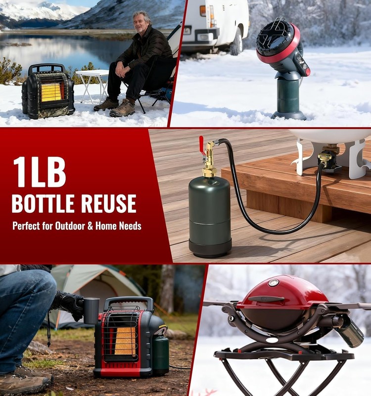 High-Quality 3FT Propane Refill Hose with Safety Gauge - Perfect for Tailgating gallery