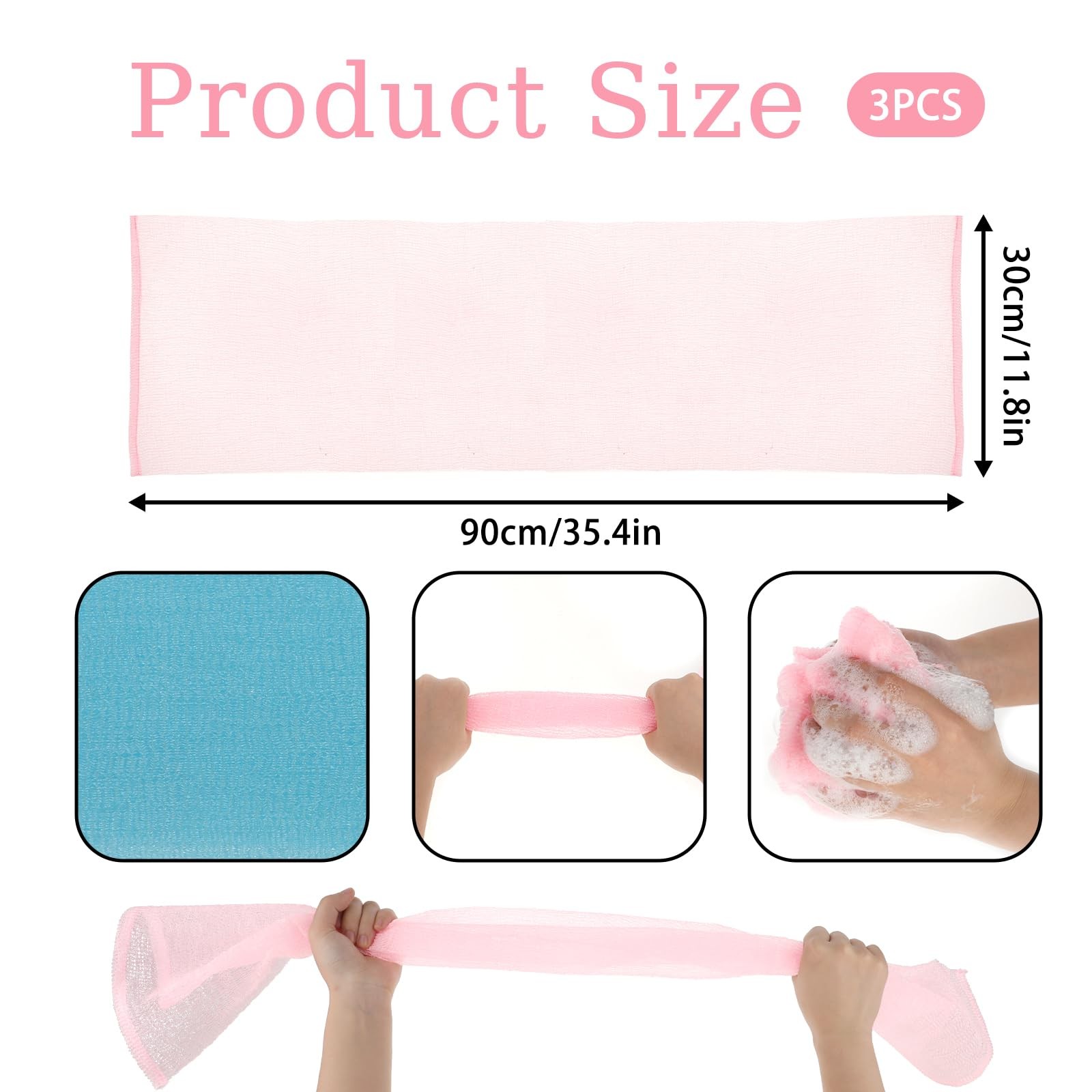 3 Pcs Exfoliating Washcloth, 35 Inch Exfoliating Bath Cloth Body Scrubber Was... gallery