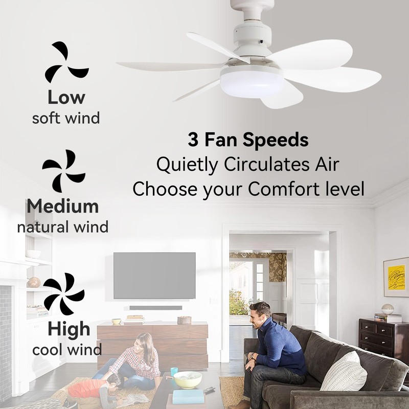 20inch Socket Fan Light Plug in Dimmable LED Ceiling Fans with Lights and Remote gallery