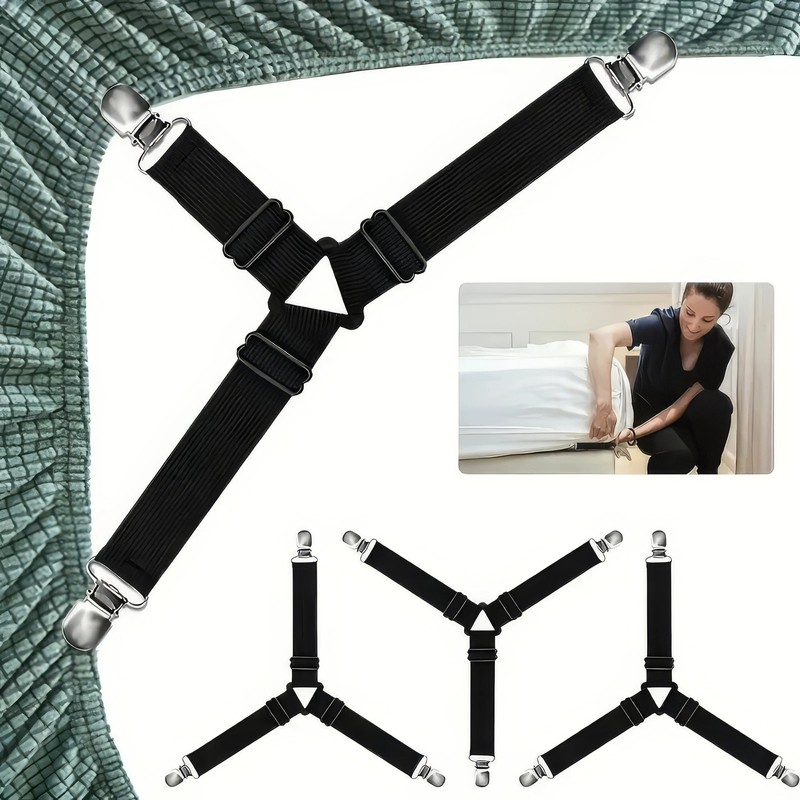 Triangular Bed Sheet Holders 4 Black anti Slip Practical Household Items gallery