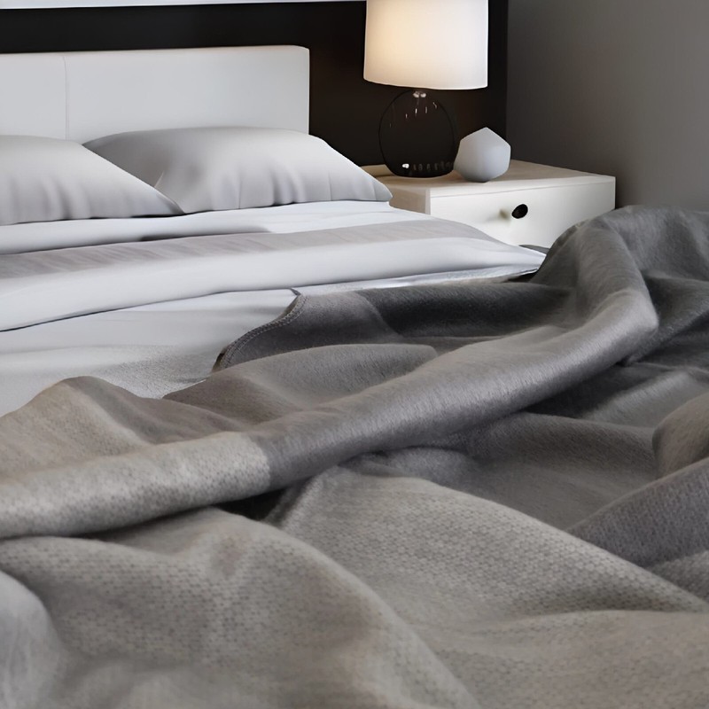 Super Soft Gray & Black | Alpaca Wool Blanket Queen Size gallery