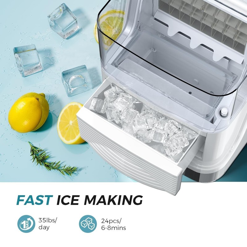 Ice Cube Maker Countertop, 35lbs/Day, 24 Ice Cubes Ready in 6 Mins, Portable Ice gallery