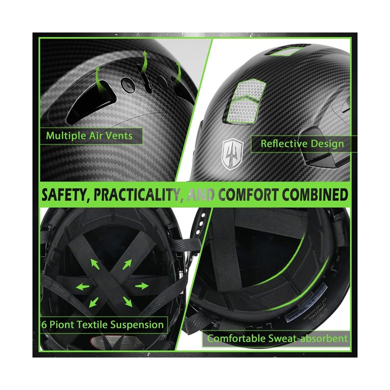 GREEN DEVIL Safety Helmet Hard Hat with Visor and Bluettoth Ear Muffs Vented ... gallery