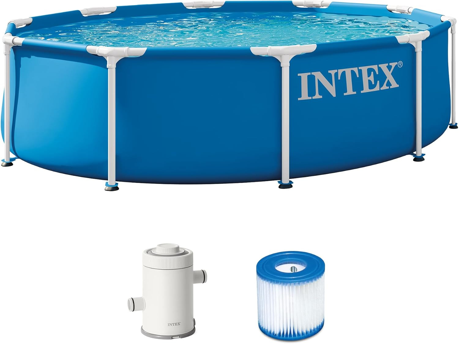 Backyard Pool Ready to Use - 10 Ft Steel Frame Above Ground Pool Complete Set NE gallery
