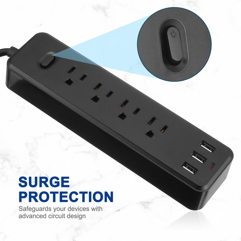 Wall Mountable USB Surge Protector Power Strip with 3 USB Ports & 4 Outlet Plugs gallery