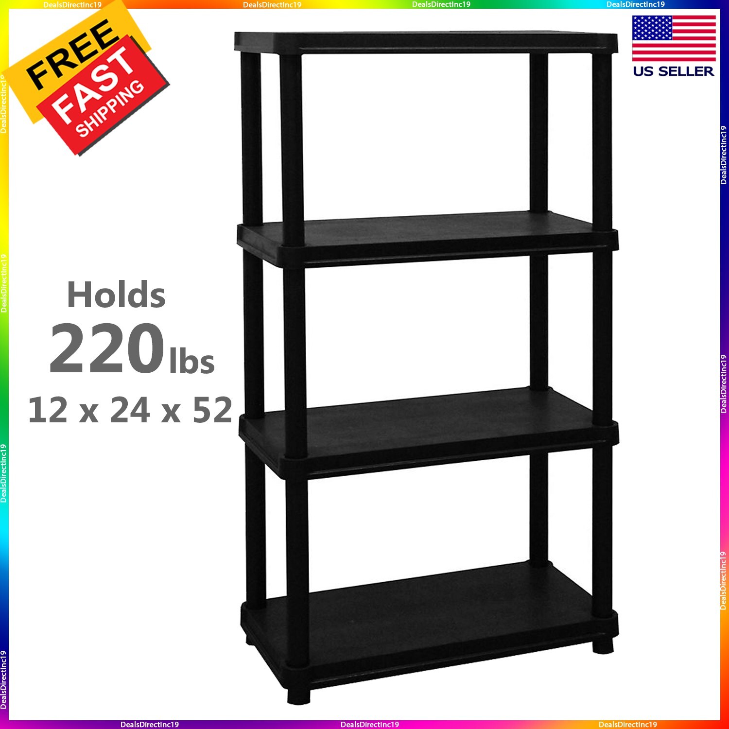 4 Tier Plastic Shelf Storage Rack Shelving Unit Garage Laundry Kitchen Shelves gallery