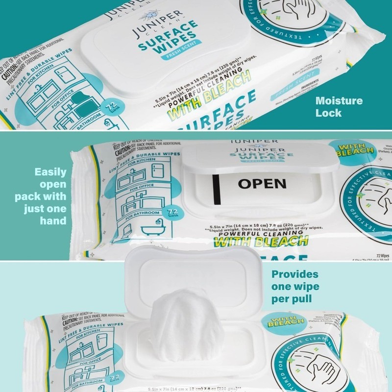 Surface Wipes with Bleach All Purpose Cleaner for Bathroom Kitchen Office 72 gallery