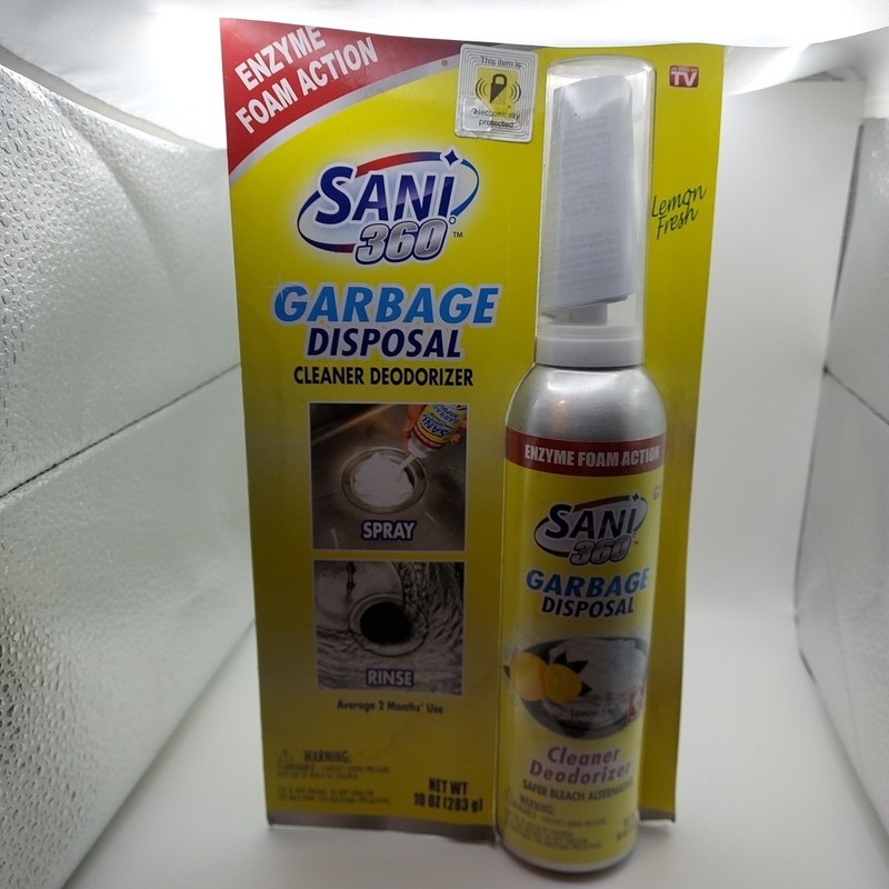 Sani 360° Garbage Disposal Cleaner Deodorizer 10 oz. Lemon Scent Enzyme Foam Act gallery