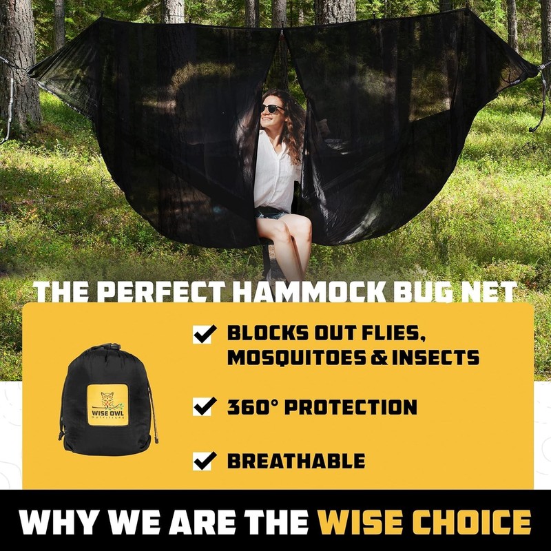 (3-Pack) Wise Owl Outfitters Bug Mosquito Net for Hammock Camping Camp Outdoor gallery