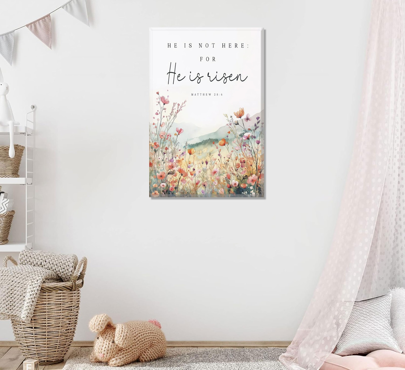 Christian Floral Scripture Canvas Wall Art Wildflower Bible Verse Painting Po... gallery