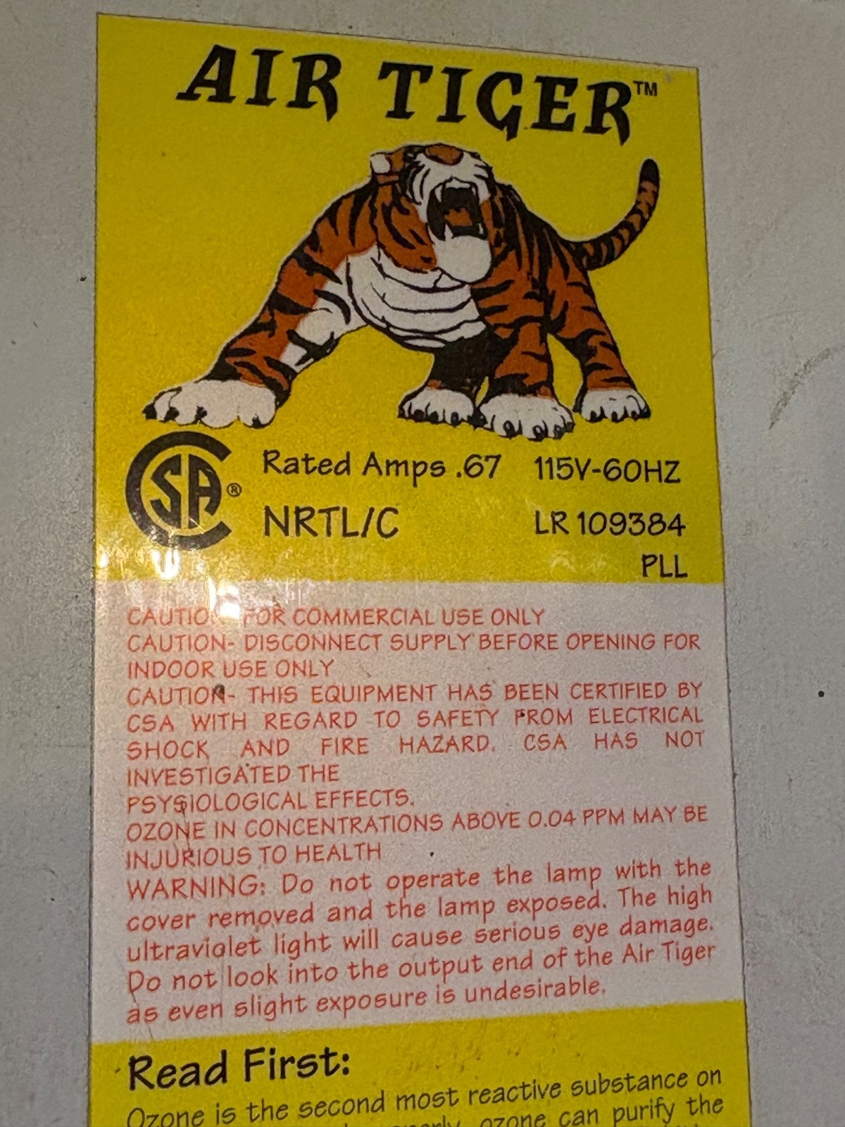 Air Tiger commercial ozone generator rated for 3000 cubic feet gallery