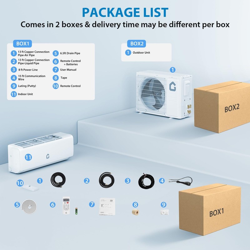 18000 Btu Ductless Mini Split Air Conditioner Heating & Cooling 1250 Sq.Ft WIFI gallery