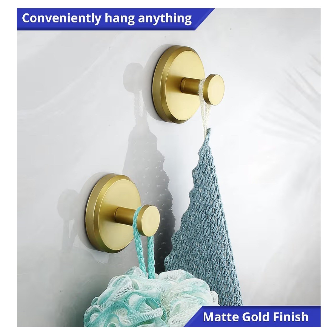 4× Suction Cup Hooks Waterproof Shower Hooks Bathroom Towel Hanger 15lbs gold gallery