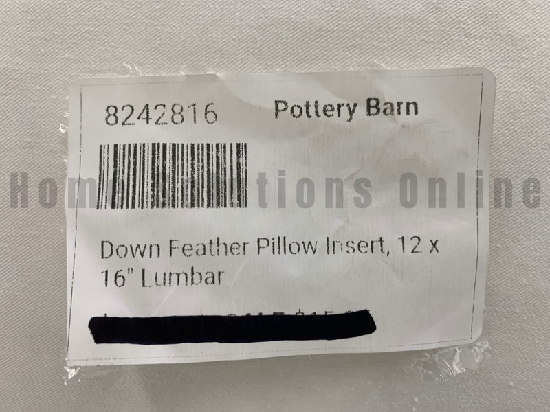 Pottery Barn 200 Thread Count Down Feather Lumbar Pillow Insert 12" x 16" #U4018 gallery