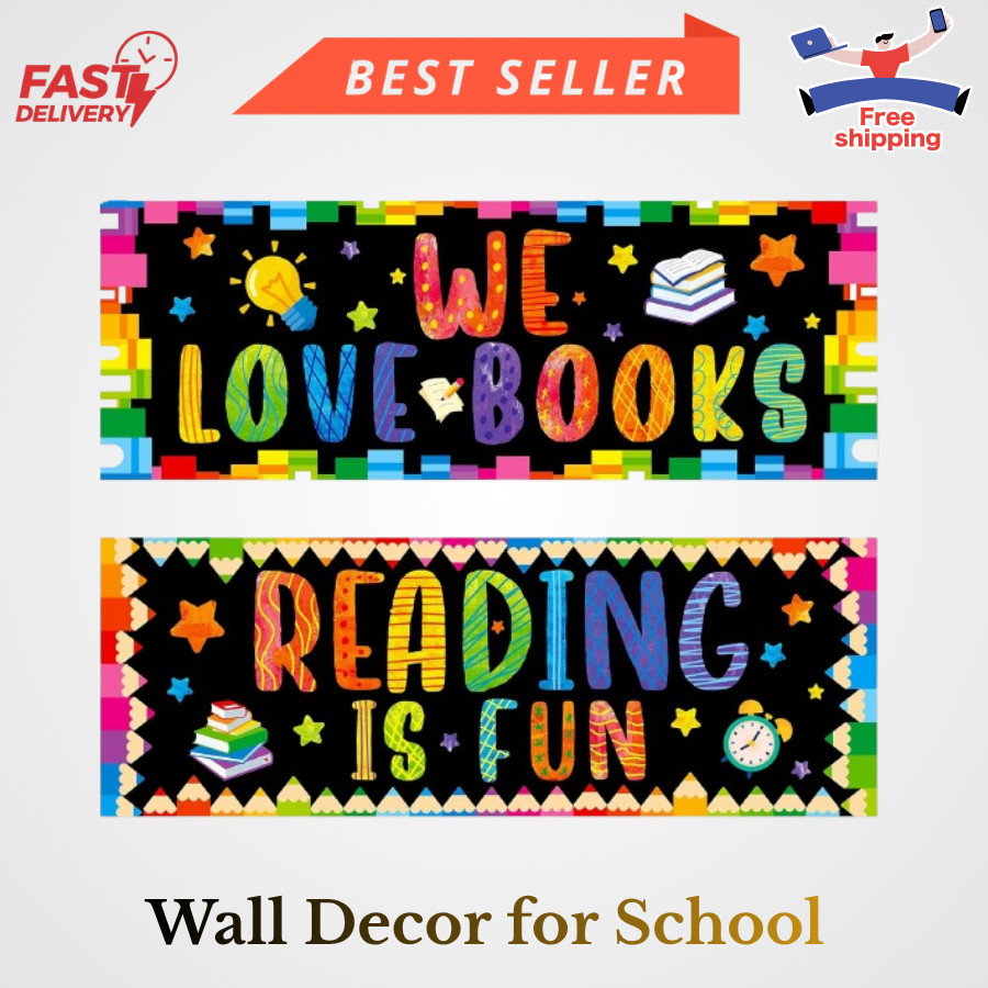 Classroom Banner Poster, 2 PCS Inspirational Bulletin Board Decoration Colorful gallery