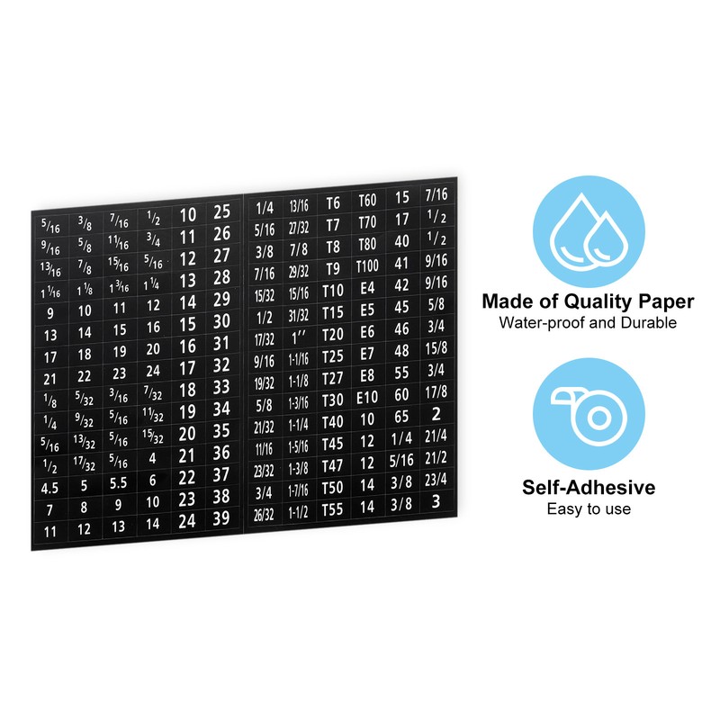 4 Sets 180 Tool Box Labels Wrench Size Stickers for Tool Organization Black gallery
