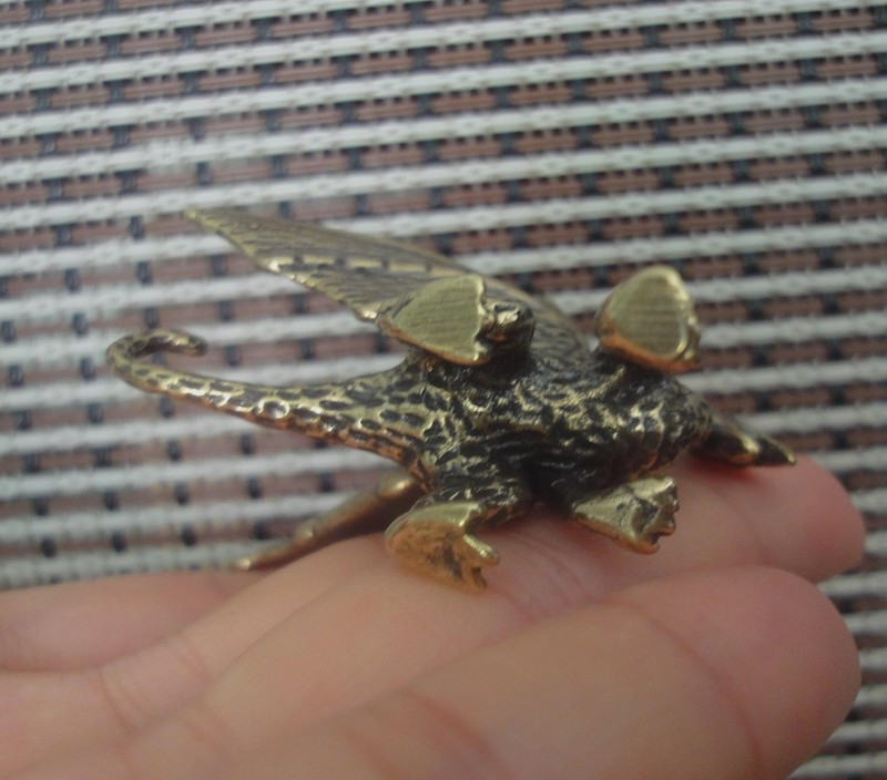 Vintage Style Solid Brass Copper Flying Dragon Statue For Home Garden Decor gallery