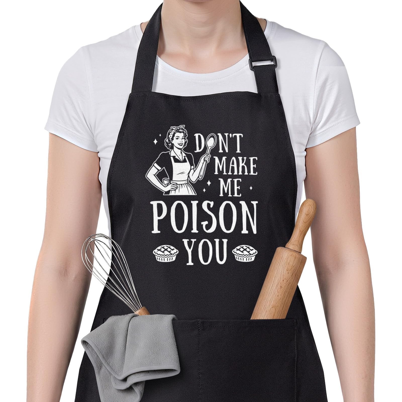 Funny Retro Sarcastic Cooking Aprons For Women With 2 Pockets Strap Bakers gallery