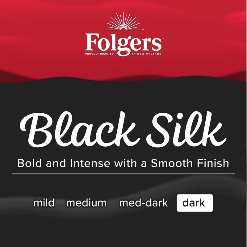 Folgers Black Silk Ground Coffee, Smooth Dark Roast Coffee, 9.6 oz Canister NEW gallery