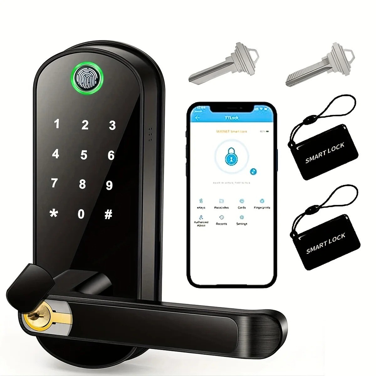 Fingerprint App Remote Control Keyless WIFI Digital Touchscreen Lock 2 IC Cards gallery
