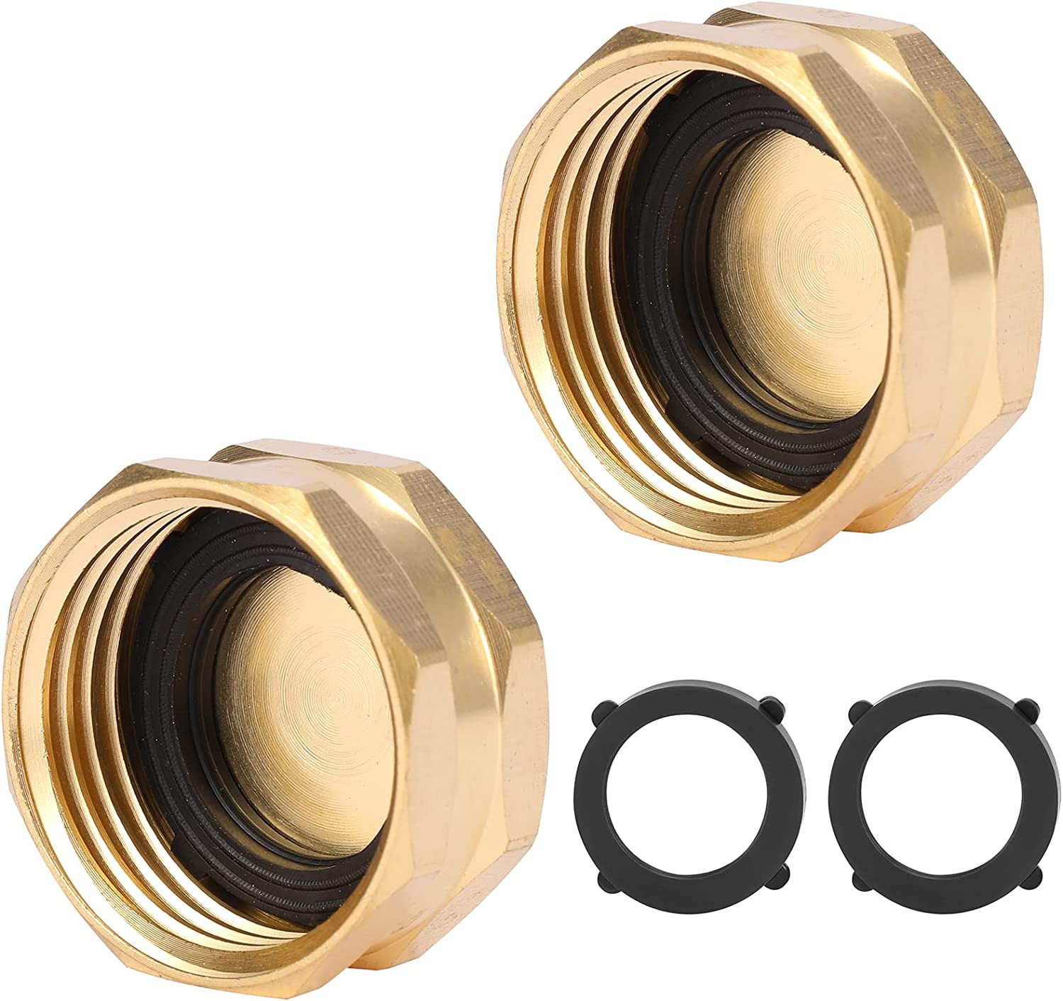 2 Pack Garden Hose End Caps with Washers, Brass Spigot Cap, 3/4" Female End Cap gallery