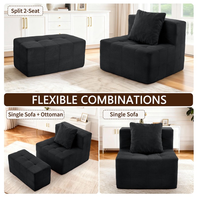 Korser Modular Sectional Sofa with Ottoman Convertible Tofu Block Sofa Floor Sof gallery
