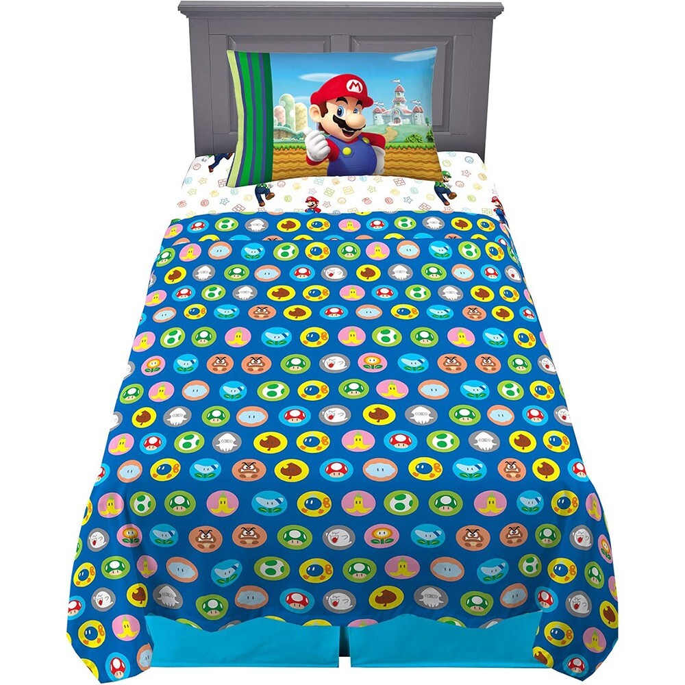 Super Mario Twin 3-Pcs Soft Microfiber Multicolor Bedding Sheet Set for Kids gallery