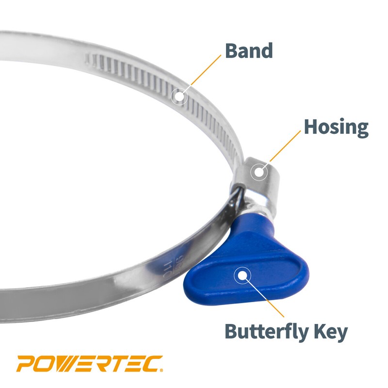 POWERTEC 2-1/2 Inch Adjustable Key Hose Clamp for Dust Collectors - 5PK (70127) gallery