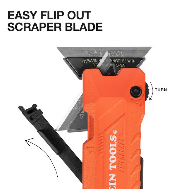 Klein Tools 44306 FLICKBLADE 2-in-1 Utility Knife & Scraper with Blade Storage gallery