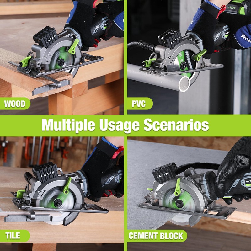 WORKPRO 20V Cordless Mini Circular Saw 4-1/2" Compact Circular Saw w/3 Blade NEW gallery