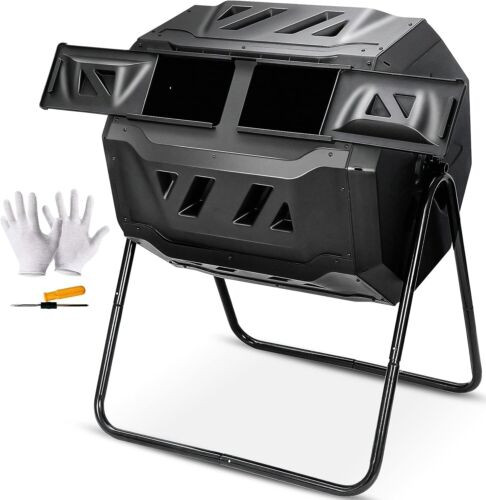 Outdoor Compost Tumbler Dual Rotating Batch Compost Bin 43Gal Tumbling Composter gallery