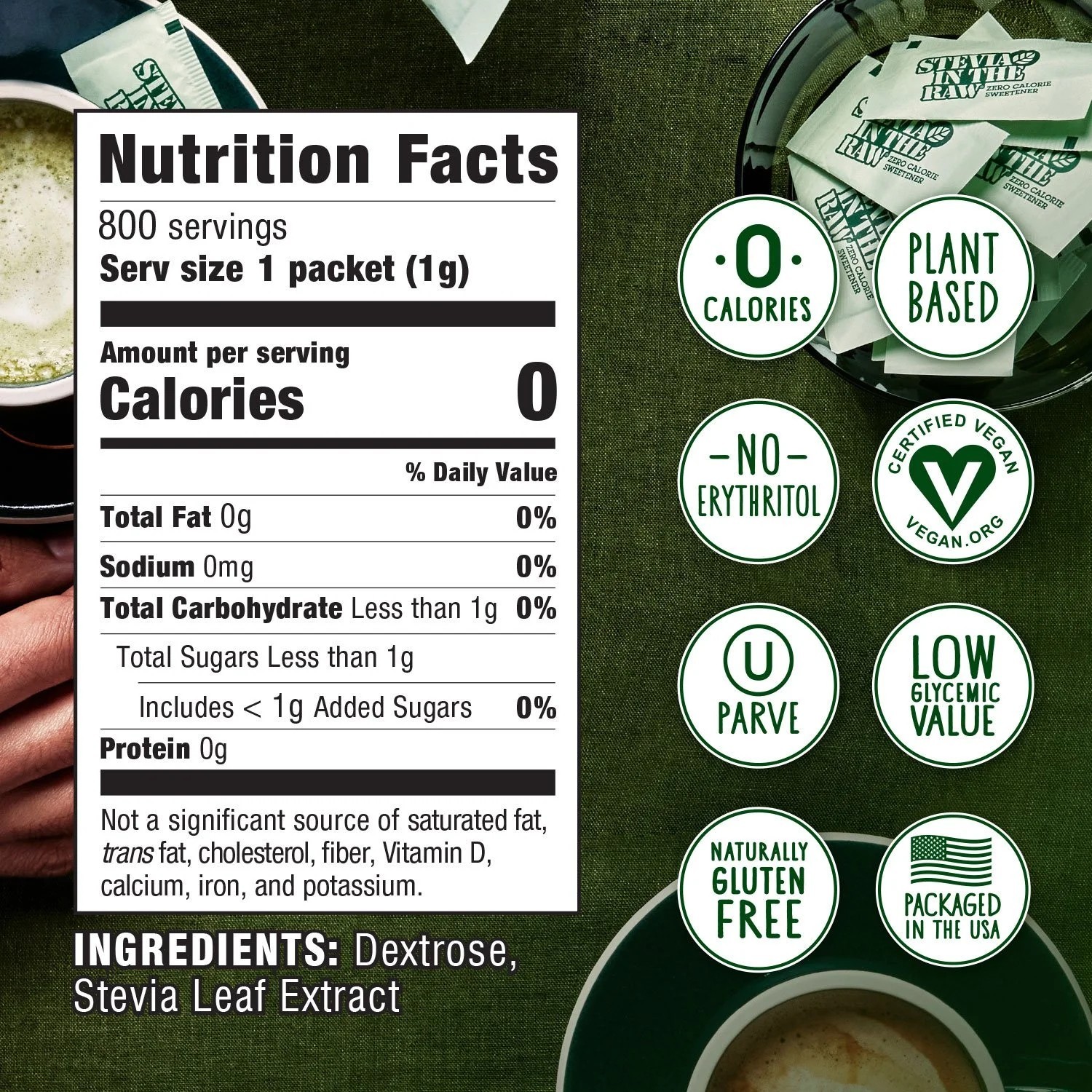 Stevia In The Raw Plant-Based Zero Calorie, Sweetener Packets 800 ct. gallery