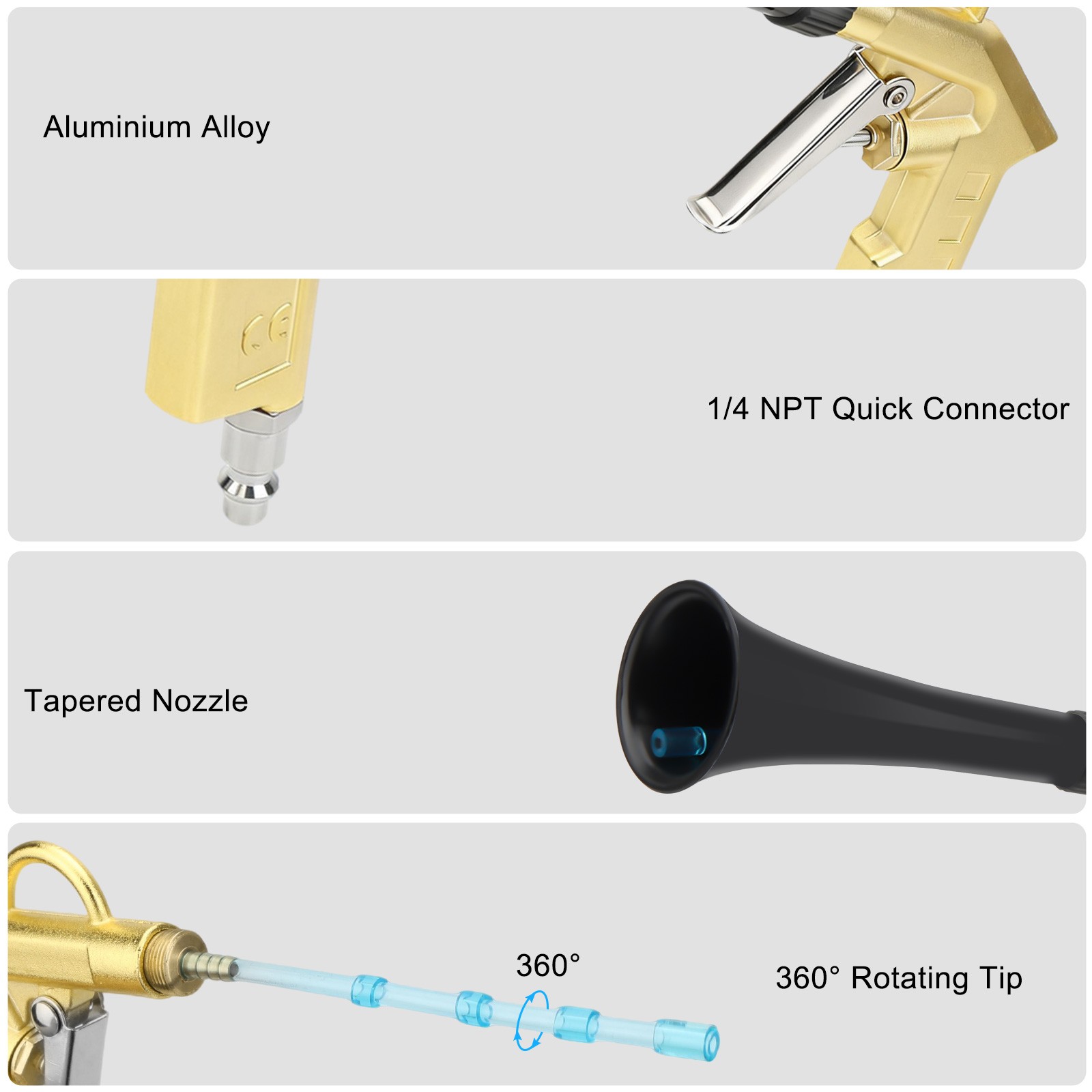High-Pressure Car Interior Cleaning Gun 360° Rotating Tip 1/4" Nozzle Vents Gaps gallery