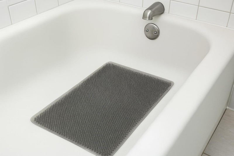 Dependable Industries Grass Textured Foot Scrubber Bath Mat – Anti-Slip Showe... gallery