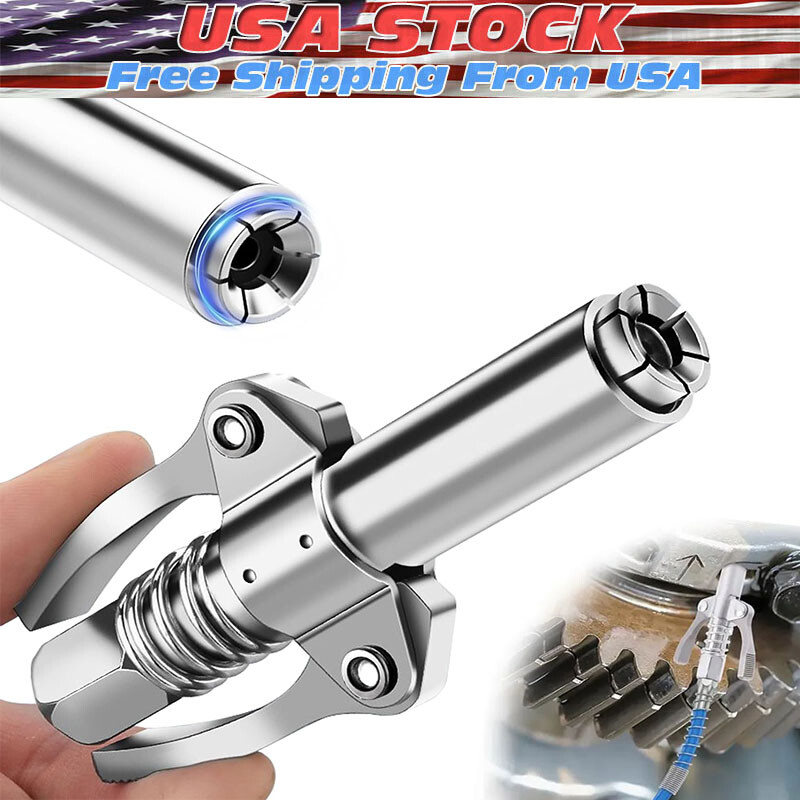 Grease Gun Coupler Double Handle High Pressure Quick Release Lock Oil Nozzles gallery